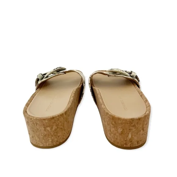 Veronica Beard Dixie Snake Print Buckle Slide Sandals New