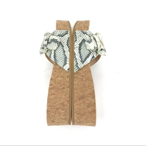 Veronica Beard Dixie Snake Print Buckle Slide Sandals New
