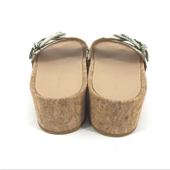 Veronica Beard Dixie Snake Print Buckle Slide Sandals New