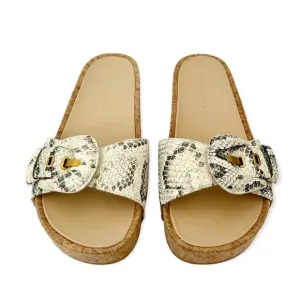 Veronica Beard Dixie Snake Print Buckle Slide Sandals New