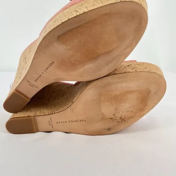 Veronica Beard Donata Sandals Women's Size 8.5 Pink Suede Wedge Buckle