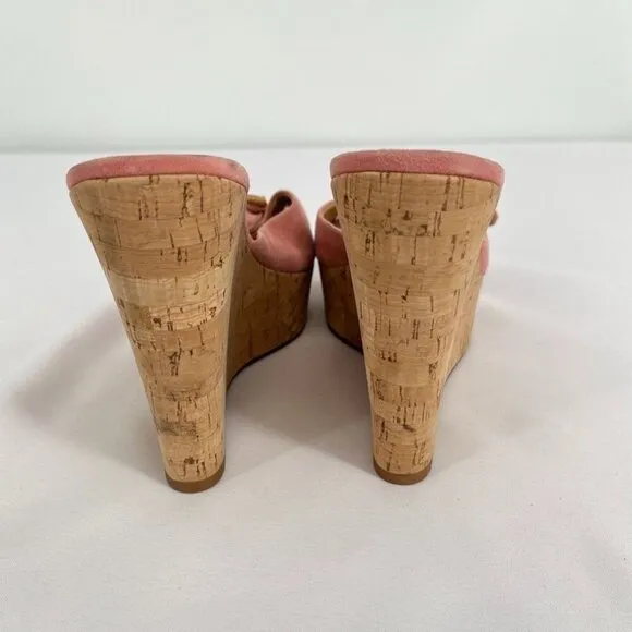 Veronica Beard Donata Sandals Women's Size 8.5 Pink Suede Wedge Buckle