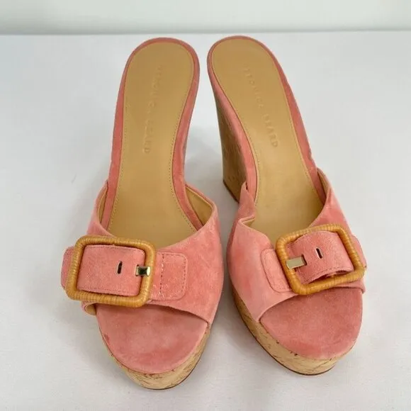 Veronica Beard Donata Sandals Women's Size 8.5 Pink Suede Wedge Buckle