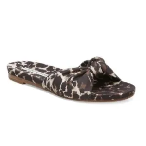 VERONICA BEARD Etra Knotted Leopard-Print Canvas Slides Size 6