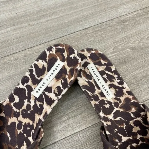 VERONICA BEARD Etra Knotted Leopard-Print Canvas Slides Size 6