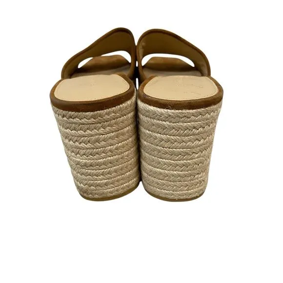 Veronica Beard Gable Espadrille Platform Wedge Sandals Square Toe Hazelwood 12M