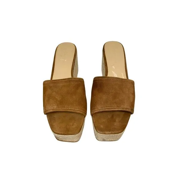 Veronica Beard Gable Espadrille Platform Wedge Sandals Square Toe Hazelwood 12M