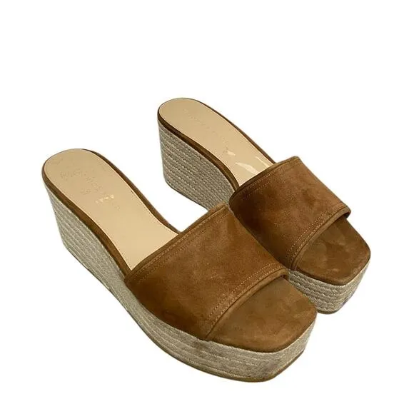 Veronica Beard Gable Espadrille Platform Wedge Sandals Square Toe Hazelwood 12M