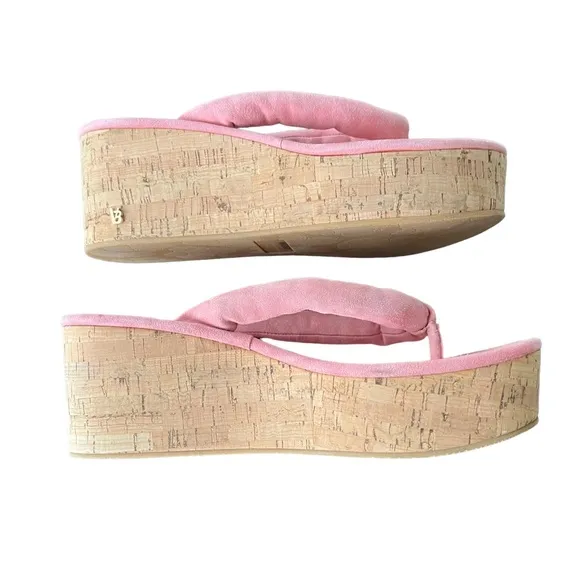 VERONICA BEARD Geno Cork Wedge Sandals in Pink Women’s Size 11