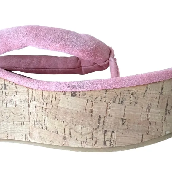VERONICA BEARD Geno Cork Wedge Sandals in Pink Women’s Size 11