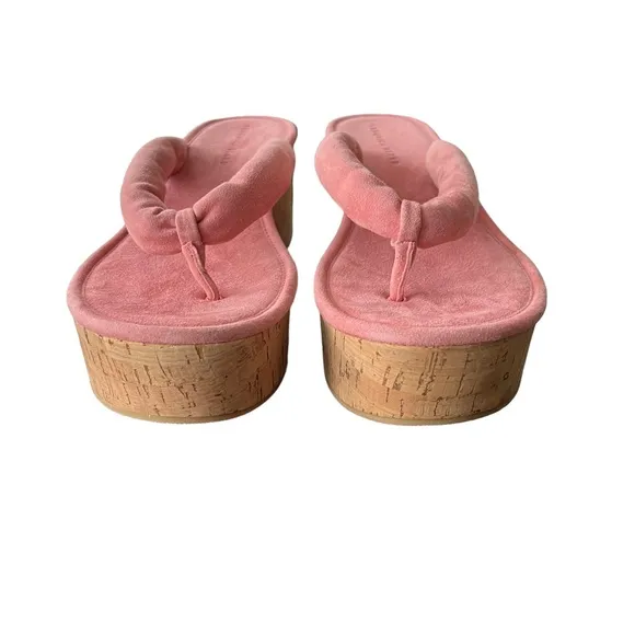 VERONICA BEARD Geno Cork Wedge Sandals in Pink Women’s Size 11