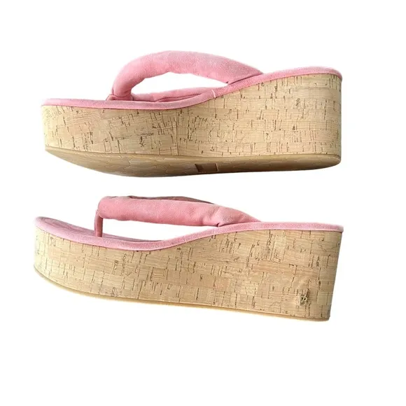 VERONICA BEARD Geno Cork Wedge Sandals in Pink Women’s Size 11