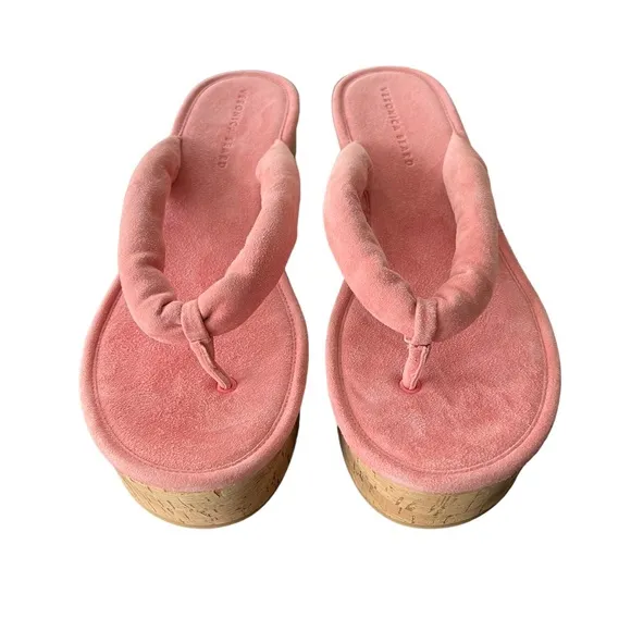 VERONICA BEARD Geno Cork Wedge Sandals in Pink Women’s Size 11