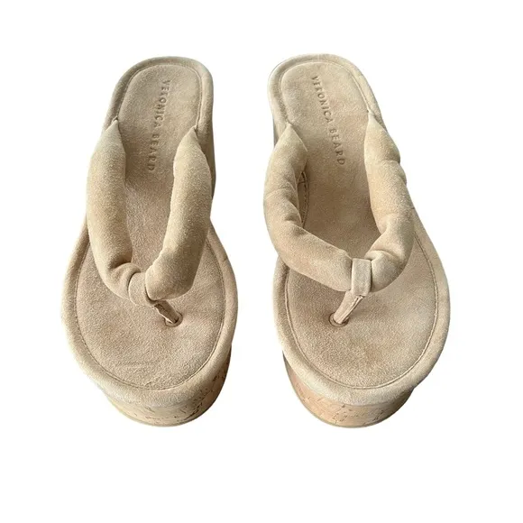 VERONICA BEARD Geno Cork Wedge Sandals in Sand Women’s Size 5.5