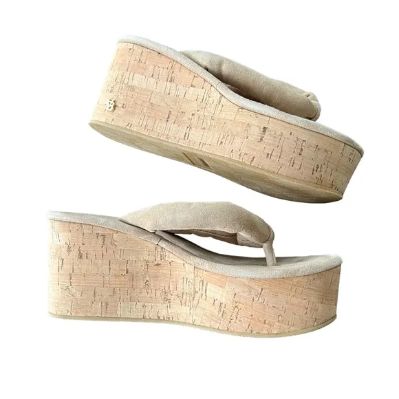 VERONICA BEARD Geno Cork Wedge Sandals in Sand Women’s Size 5.5