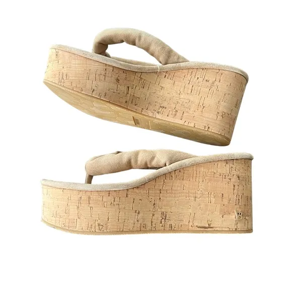 VERONICA BEARD Geno Cork Wedge Sandals in Sand Women’s Size 5.5