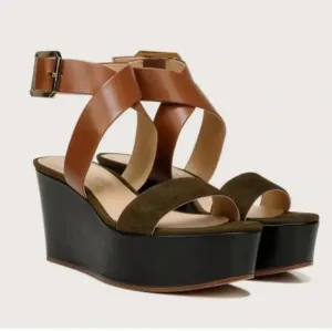 Veronica Beard Hurley Army Suede Leather Platform Wedge Sandals(11)