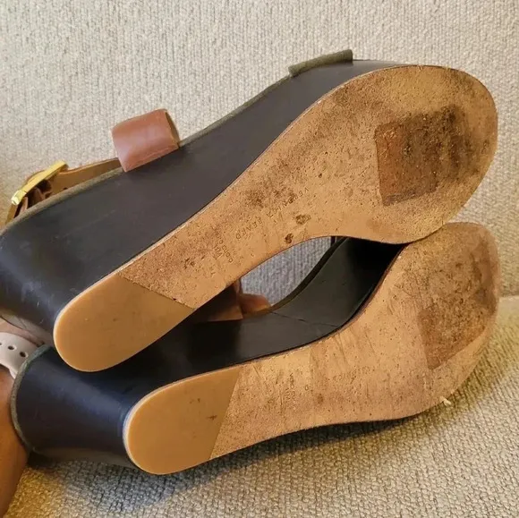 Veronica Beard Hurley Army Suede Leather Platform Wedge Sandals(11)