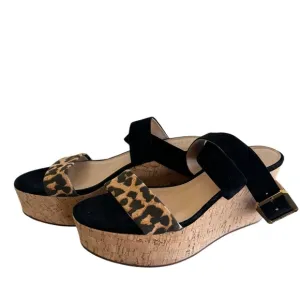 Veronica Beard Hurley Leopard Print Platform Wedge‎ Sandals Size 8M