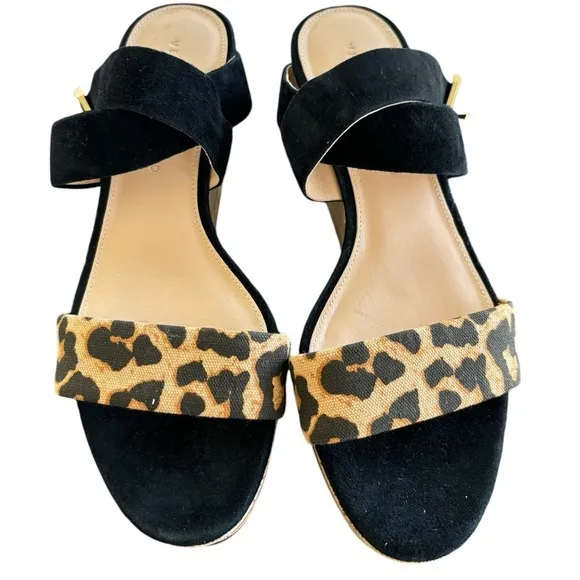 Veronica Beard Hurley Leopard Print Platform Wedge‎ Sandals Size 8M