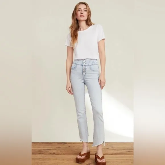 Veronica Beard Katherine Corset-Waist Extra High Rise Jeans, Size 26/ 2