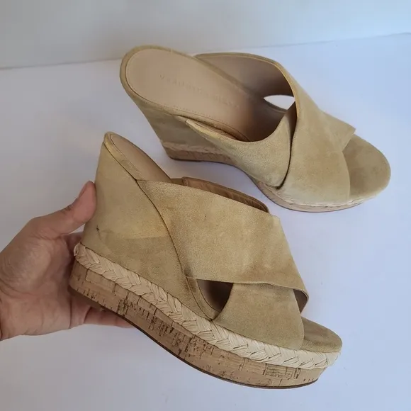 Veronica Beard | Loro Cork Braided Trim Wedge Sandal in Desert Sport Size 7.5