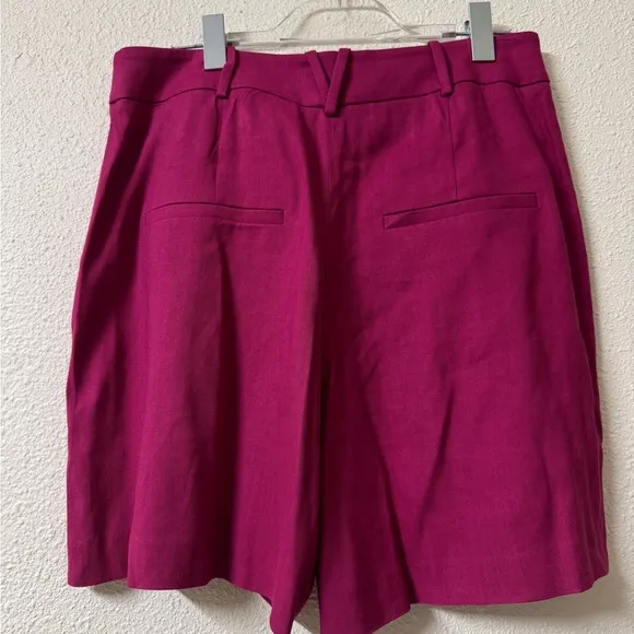 Veronica Beard Noemi Linen blend lagen look pleated Wildberry shorts sz 12