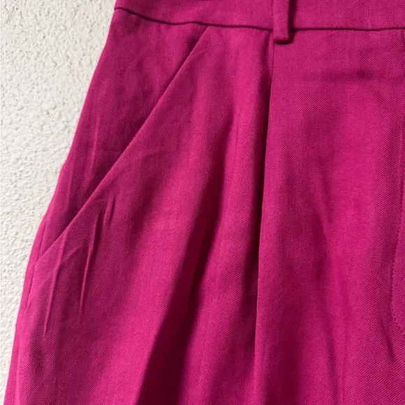 Veronica Beard Noemi Linen blend lagen look pleated Wildberry shorts sz 12