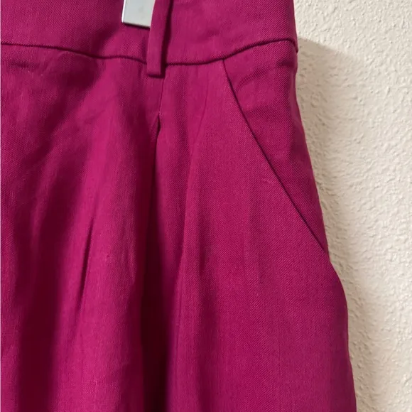Veronica Beard Noemi Linen blend lagen look pleated Wildberry shorts sz 12