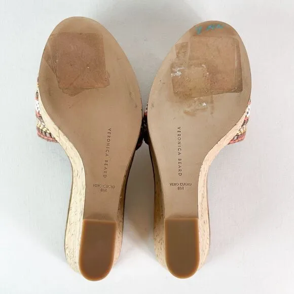 Veronica Beard NWOB Women's Dali Multi Woven Cork Wedge Multi Brown Sandals 9