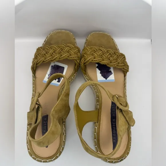VERONICA BEARD Reema Woven Espadrille Wedge Sandals Sz 11 Yellow