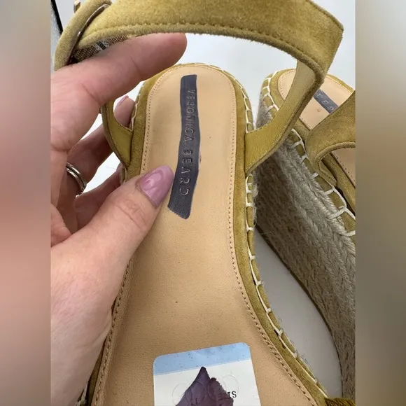 VERONICA BEARD Reema Woven Espadrille Wedge Sandals Sz 11 Yellow