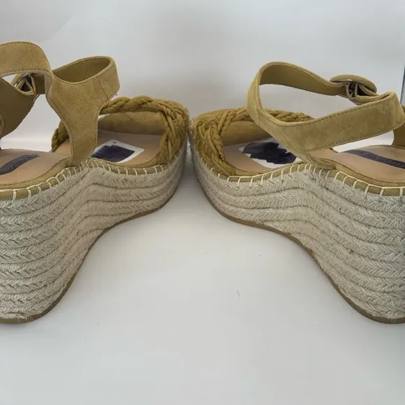 VERONICA BEARD Reema Woven Espadrille Wedge Sandals Sz 11 Yellow