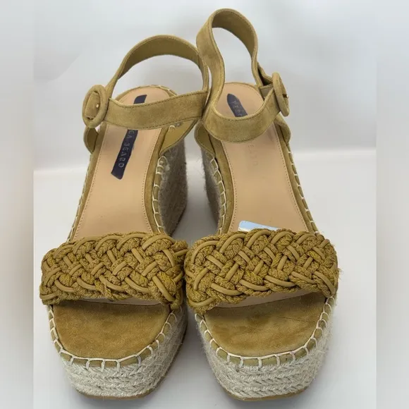VERONICA BEARD Reema Woven Espadrille Wedge Sandals Sz 11 Yellow