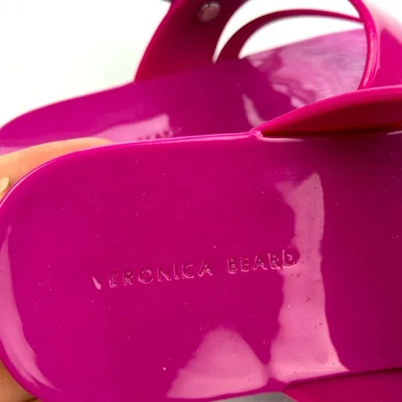 Veronica Beard Salva Jelly Sandals Pink Strappy Flats Flip Flops Buckle 7