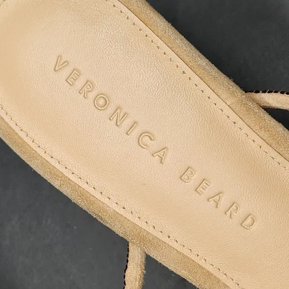 Veronica Beard sandals women's 8M beige suede Gaffney jewel strappy heel luxury