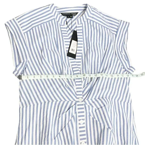 Veronica Beard Giuliana Seersucker Dress Blue White Stripe Women’s Size X-Large