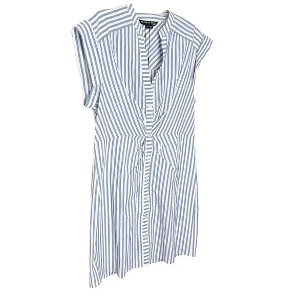 Veronica Beard Giuliana Seersucker Dress Blue White Stripe Women’s Size X-Large