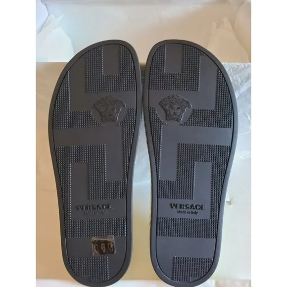 Versace Greca Monogram Flap Sandals Multicolor NWT Size 9