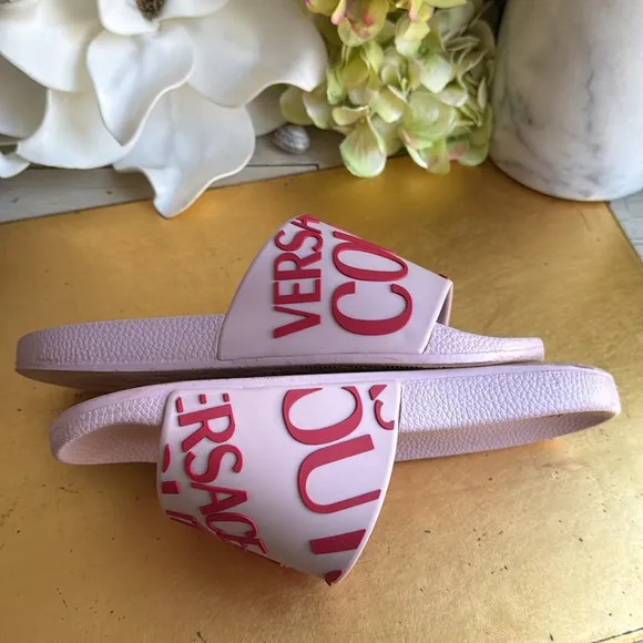 Versace Jeans Couture Slide Pool Sandals in Pink and Red