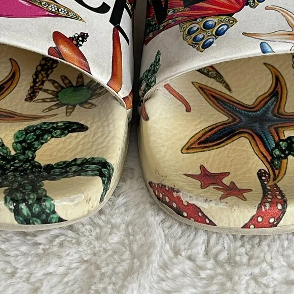 VERSACE Kid's Logo Sea-print Pool Slide Sandals, Size: EU33-34 US(1.5-2.5)