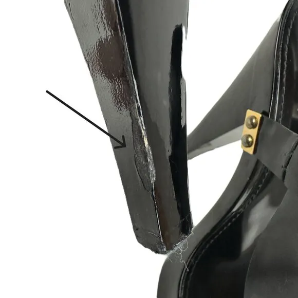 Versace Patent Leather Platform Heels Sandals Black Size 38