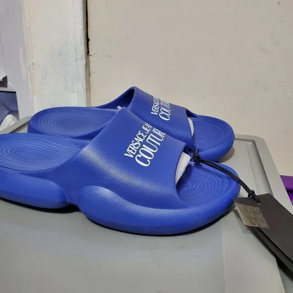 Versace Jeans Couture Mens Sz US 8 /EUR 41 Blue Tago Slide Sandals  New