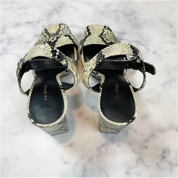 Via Spiga Saville Snake Leather Platform Sandals