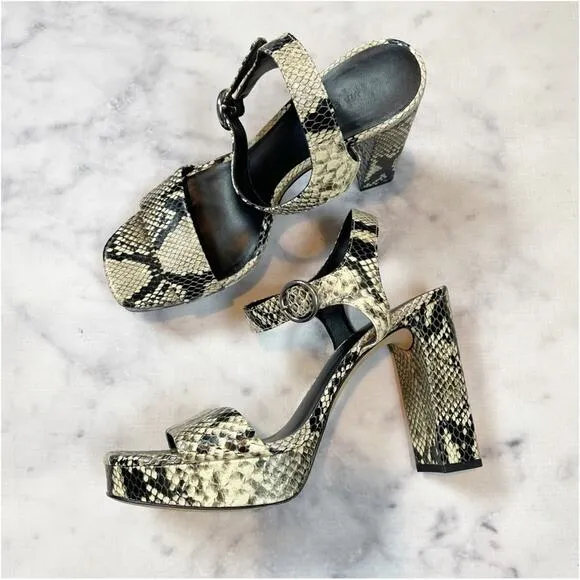 Via Spiga Saville Snake Leather Platform Sandals