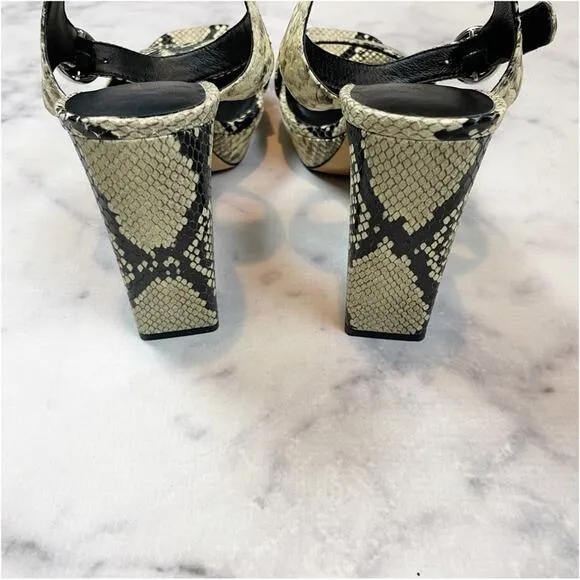 Via Spiga Saville Snake Leather Platform Sandals