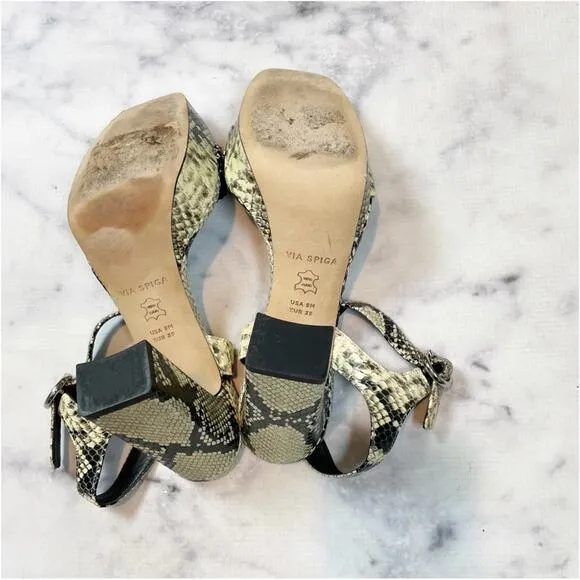 Via Spiga Saville Snake Leather Platform Sandals