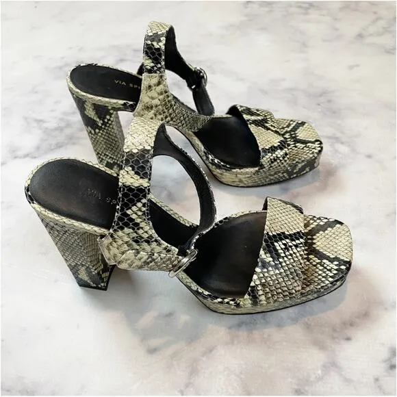 Via Spiga Saville Snake Leather Platform Sandals