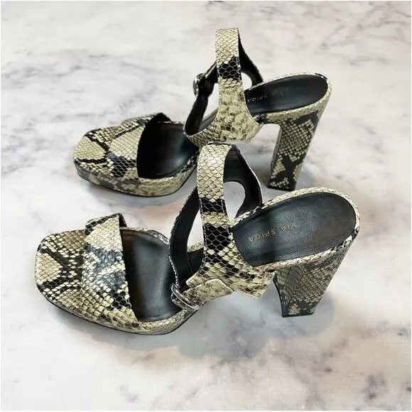 Via Spiga Saville Snake Leather Platform Sandals