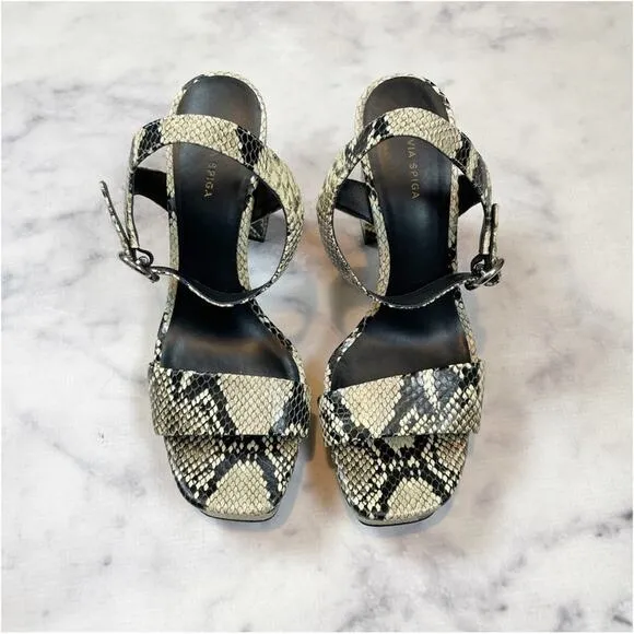 Via Spiga Saville Snake Leather Platform Sandals